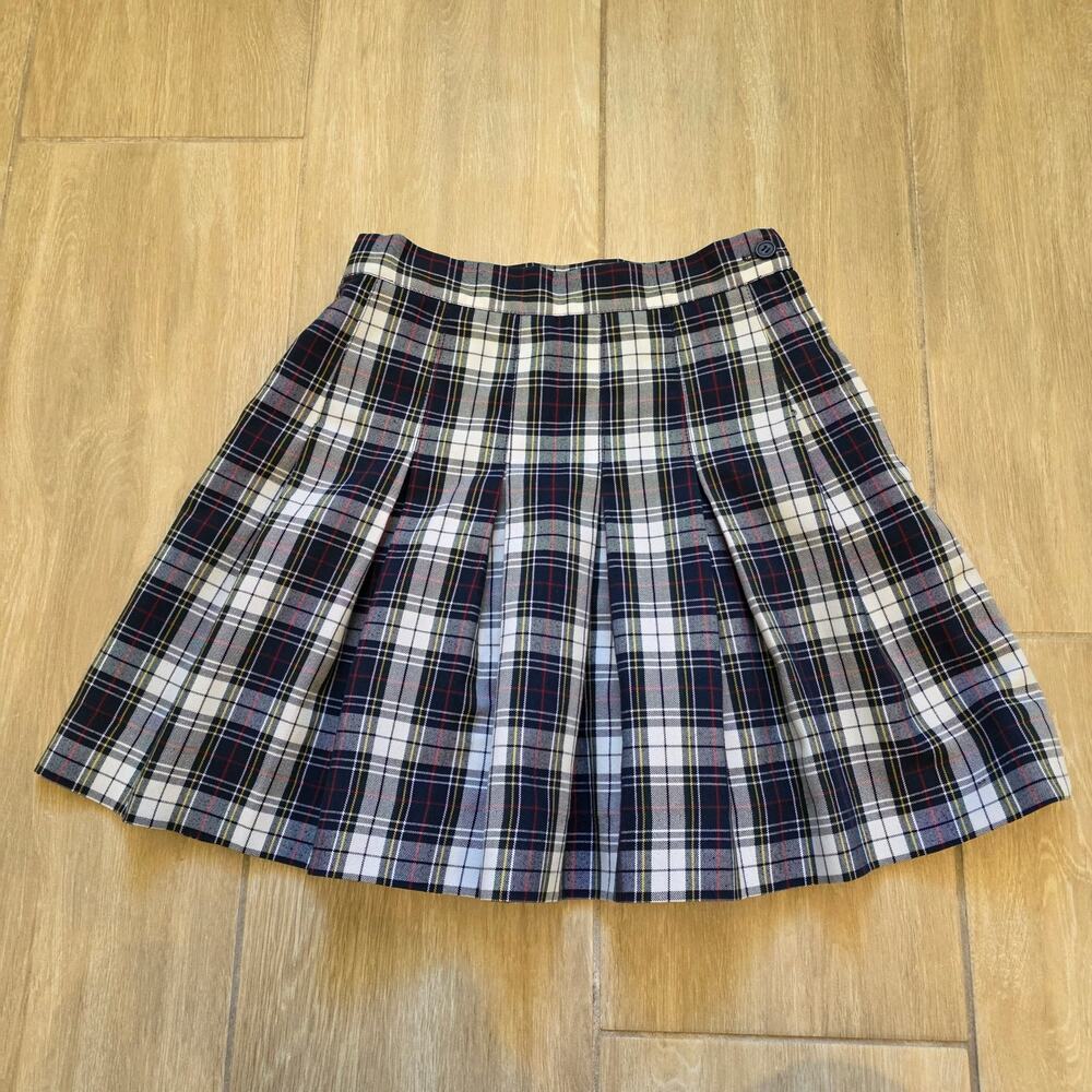 Y2K Plaid Pleated Mini Skirt Women 26 Preppy Schoolgirl A-Line Tennis Goth